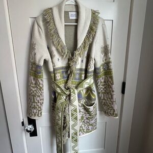 Hayley Menzies Wool Shawl Collar Cardigan with Belt M Tigers